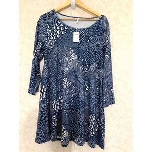 NWT Enmain Long Sleeve Navy/Cream‎ Dress Size XL
